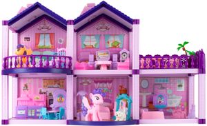 MalPlay Puppenhaus mit Möbeln, Ponys und Zubehör | Klappbar | Tragbar | tolles Geschenk für Kinder ab 3 Jahren