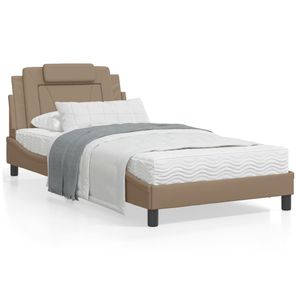 Möbel Bett mit Matratze Cappuccino-Braun 100x200 cm Kunstleder CL0000269626