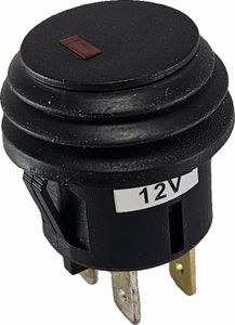 Wasserdichte Kfz-Druckschalter 12V 20A, roter punkt LED, Snap-in 20 mm, EIN/AUS