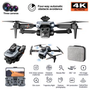 AIORBER Drohne mit Kamera mit Dreifach 4K HD Kamera RC Quadcopter mit Gestensteuerung 2 Akku Aufbewahrungstasche, Schwarz