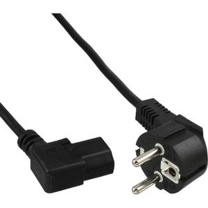 InLine® Netzkabel, Schutzk. gew. / Kaltgerätest. C13 links abgew., schwarz, 1,8m