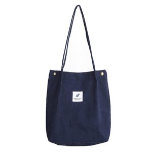 Damen Cord Shopper Tasche in Blau, Große Umhängetasche, Schultertasche, Handtasche, Tragetasche - Blau