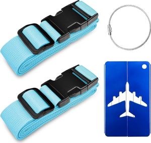 2-Stück Koffergurt Kofferband Gurt Gepäckgurt Luggage Strap für Koffer Blau