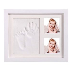 Baby Handabdruck und Fußabdruck DIY Bilderrahmen Babyparty Geschenk sicheren elegantem Weiß aus Echtholz (Weiß)
