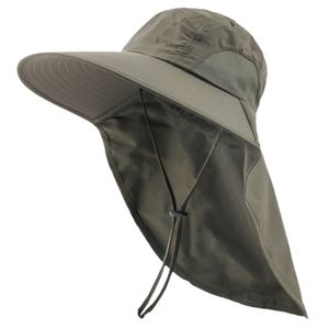 Uni Hut Outdoor Sonnenhut UV 50+ Schutz Fischerhut Anglerhut Sonnenhut mit Nackenschutz Wasserdicht Armeegrün