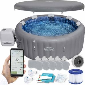 Bestway® LAY-Z-SPA® energeticky úsporná vírivka Santorini Hydrojet Pro™ s ovládaním pomocou aplikácie, pre 7 osôb Ø 216 x 80 cm, grafitová