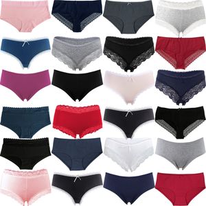 Fabio Farini - 5 Stück Frauen Unterwäsche - Mehrpack Damen Unterhosen im sportlichen Look mit Spitze oder Schlicht, zufällige Farben Größe: L