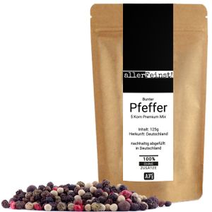 Bunter Pfeffer ganz - Premium 5 Pfefferkorn Mix für Pfeffermühle - 125g