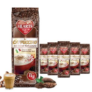 HEARTS Cappuccino mit feiner Kakaonote 5 x 1kg Großpackung