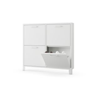 Jan Nowak Schuhschrank Schmal Weiß mit 4 Fächern 96 x 90 x 17 cm - Schuhkipper Metall Ideal Für Kleine Räume, Wandmontage - Schuhregal Geschlossen Jan Nowak Schuhschrank Schmal Weiß mit 4 Fächern 96 x 90 x 17 cm - Schuhkipper Metall Ideal Für Kleine Räume, Wandmontage - Schuhregal Geschlossen