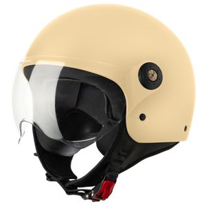VINZ Duoro Roller Helm Jet Helm Mopedhelm Herren und Damen | in Gr. XS-XXL | Jethelm mit Visier | ECE 22.06 Zertifiziert | Motorradhelm | Creme | M