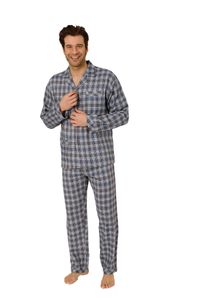 Flanell Herren Schlafanzug langarm Pyjama zum durchknöpfen - auch in Übergrössen
