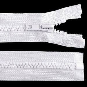 1 Profil-Reißverschluss Kunststoff Profil 5mm 105cm teilbar Jackenreißverschluss, Farbe:101 weiß