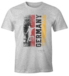 Herren Fan-Shirt Deutschland Flagge Vintage WM 2018 Fußball Weltmeisterschaft Trikot Moonworks® grau-meliert 3XL