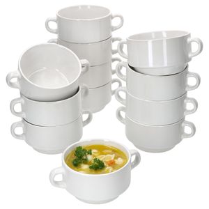 12er Set Stiva Suppenschale 250ml weiß Porzellan Suppenterrine Soupbowl stapelbar