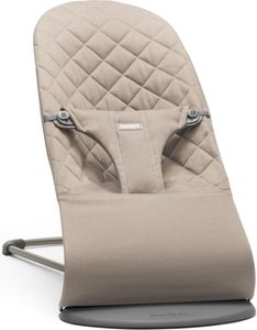 BabyBjörn Babywippe Bliss - Gewebt  Klassische Steppung - Sandgrau - Ergonomisch - einstellbar - faltbar