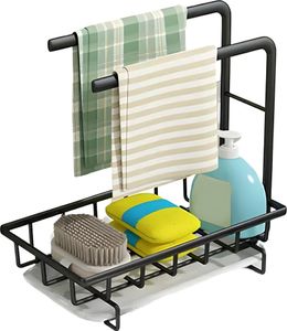 Heikoeco® Spülbecken Organizer, kitchen sink organizer,organizer küche  ,mit Schwammhalter & 2 Lappenhalter & Abnehmbare Abtropfschale(Stehend)