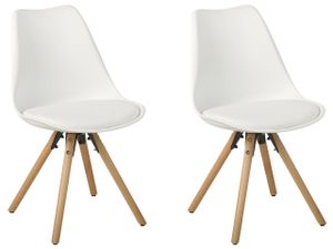 BELIANI Sada 2 jedálenských stoličiek biela eko koža čalúnené sedadlo jednoduché drevené nohy