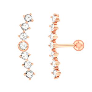 1Pc Frauen Strass Bogen Form Ohr Stud Ohrring Piercing Knorpel Helix Schmuck-Roségold