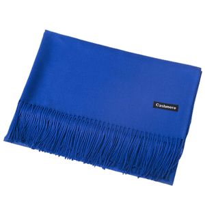 Warmer einfarbiger Schal aus Kaschmirimitat mit dicker Quaste, langer Schal, Königsblau