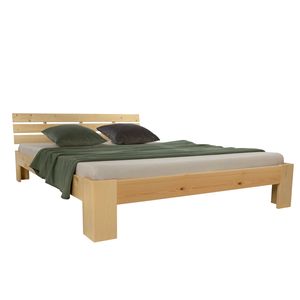 Homestyle4u 2192, Holzbett 120x200 Doppelbett mit Lattenrost Natur Bett Holz Kiefer Massivholz