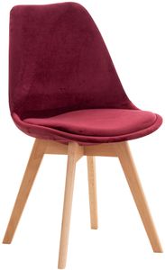 Design-Shop Židle Linares  samet, dřevěné nohy natura - Bordová