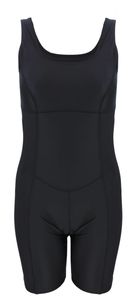 Aquarti Damen Schwimmanzug mit Bein Geschlossener Rücken, Farbe: Schwarz/Nähte Schwarz, Größe: 44