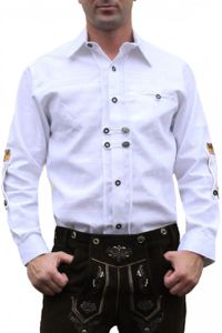Trachtenhemd für Trachten Lederhosen Trachtenmode weiß GW1259, Größe:S