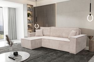 VENASI HUGO Universell Ecksofa mit Schlaffunktion und Bettkasten Cord Beige Schlafsofa Eckcouch Sofa VENASI HUGO Universell Ecksofa mit Schlaffunktion und Bettkasten Cord Beige Schlafsofa Eckcouch Sofa