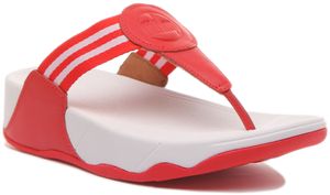 FitFlop Walkstar Frauen Leder Zehe Pfosten Sandale In Rot (41; rot)