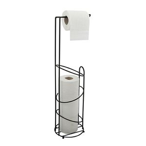 MSV Toilettenpapierhalter Holly Stehend BxHxT: 15x62x15cm freistehender Papierrollenhalter Edler Rollenhalter für WC-Rollen als Ersatzrollenhalter Schwarz matt