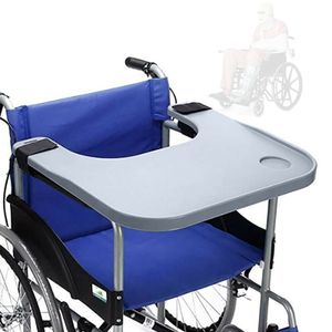 Rollstuhltablett Schoßtablett Abnehmbar Rollstuhl Schoß Tablett Tisch mit 2 Getränkehaltern für Rollstuhl 52x58cm (Grau)