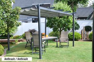 Leco Pergola Aluminium Pavillon 4x3m anthrazit Garten Terrasse Überdachung Zelt