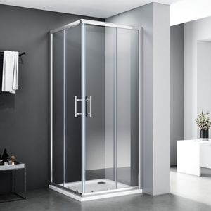 SONNI Eckdusche BxT: 80x80x185 cm Eckeinstieg Doppel Schiebetüren Dusche Einscheiben-Sicherheitsglas Schnellfreigabefunktion Spritzwasserschutz