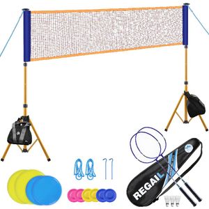 schnappi.shop Badminton Set Benson 25-teiliges Badminton Set mit Netz u. Schlägern + Frisbee