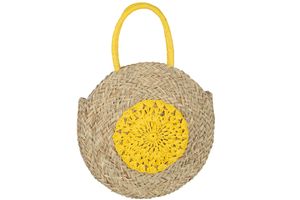 Strandtasche Rund Blume Seegras Natl/Gelb