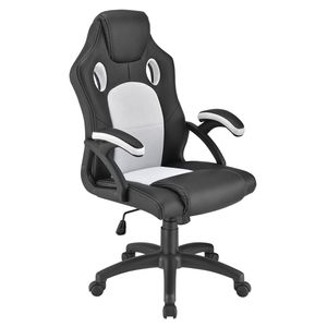 Juskys Racing Schreibtischstuhl Montreal (weiss) - Gaming Stuhl ergonomisch, höhenverstellbar & gepolstert, bis 120 kg - Bürostuhl Drehstuhl