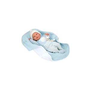 Arias - Paulo Reborn Doll, 40 cm, z niebieskim ubrankiem w paski i kocykiem, noworodek z winylowym ciałem, +3 lata (ARI98148) ARIAS