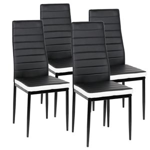 WYCTIN Esszimmerstühle 4 Set Stuhl Küchenstuhl Esszimmerstuhl Wohnzimmerstüh Schwarz und Weiß