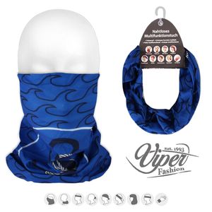Multifunktionstuch 9 - Gesichtsmaske Schlauchschal Mund Nase Maske Halstuch Maritim blau Wellen Anker