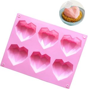 Silikonform in Herzform, 6 Formen in Herzform, Schokoladenform, Valentinstag, Muffinform, Backform, Süßigkeitenform (Rosa)