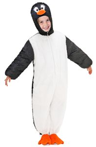 Pinguin Tierkostüm für Kinder | Lustige Verkleidung Overall mit Kapuze Größe: 110/116