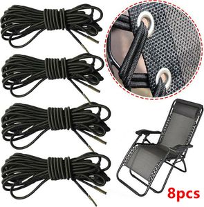 Relax-Liegestuhl Elastische Schnur für Sonnenliege,Gartenliege, Strandliege, Relax-Liegestuhl, Patio Stuhl, Bungee Stuhl, Elastischer Kordel Faden , 8er Pack, schwarz