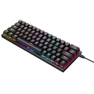 Mechanische Tastatur, kabelgebunden, beleuchtete Gaming-Tastatur mit bunter Hintergrundbeleuchtung, individuelle 63-Tasten-Buerotastatur