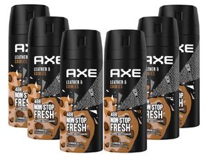 Axe Bodyspray Leather & Cookies Deo 6x 150ml, Deodorant ohne Aluminium, Herren, Men
