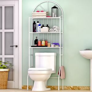 Toilettenregal WC-Regal Badezimmerregal 3 Ablagen Waschmaschinenregal badregal 65x34x177cm Weiß