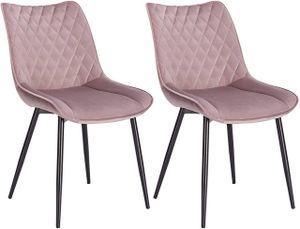 WOLTU Esszimmerstühle 2er-Set Küchenstuhl Polsterstuhl Sitzfläche aus Samt, Metallbeine, Rosa