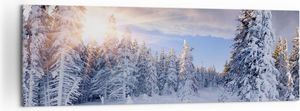 Bild auf Leinwand - Leinwandbild - Abenteuer alpen winter schnee - 160x50cm - Wand Bild - Wanddeko - Leinwanddruck - Bilder - Kunstdruck - Wanddekoration - Leinwand bilder - Wandkunst - AB160x50-2433