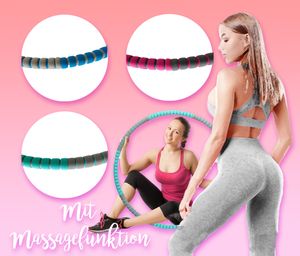 Hula Hoop Reifen-Fitness Hoopdance Bauchtrainer-mit Edelstahlkern 1-4kg -8Teile- Massagefunktion