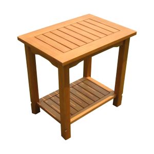 Eukalyptus Beistelltisch geölt - 50 cm - Holz Gartentisch mit 2 Ablagen